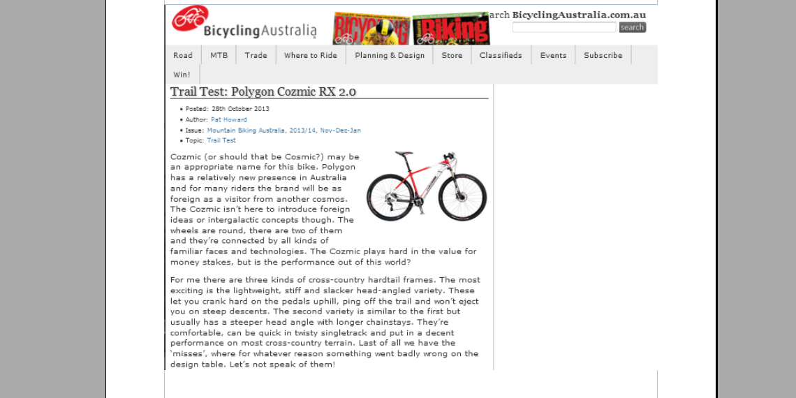 review polygon cozmic rx 3.0 (bicyclingaustralia.com) 1